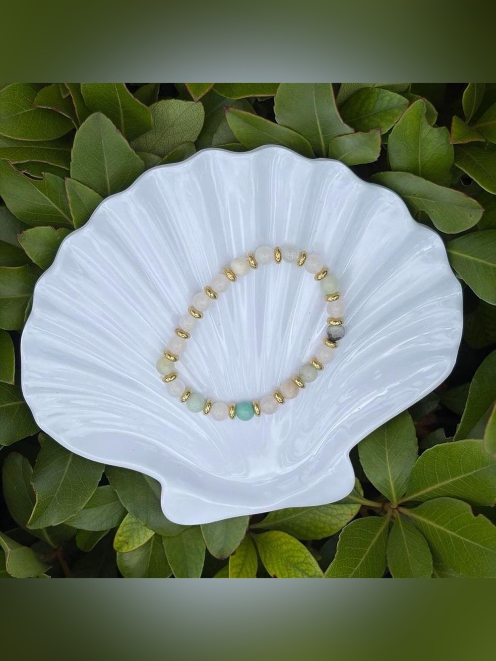 Aventurine + Rose Quartz Stack Bracelet – Handmade Stretch Bracelet 💚🩷
